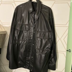zara oversized leather jacket